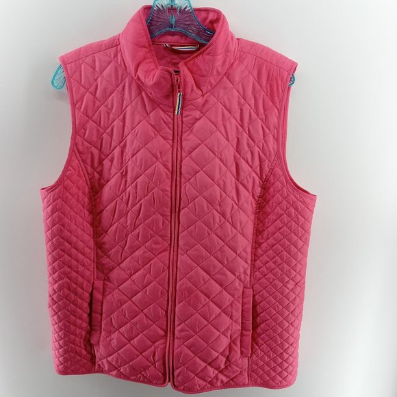 Talbots casual pink full zip pink  Vest  size large - Picture 1 of 8